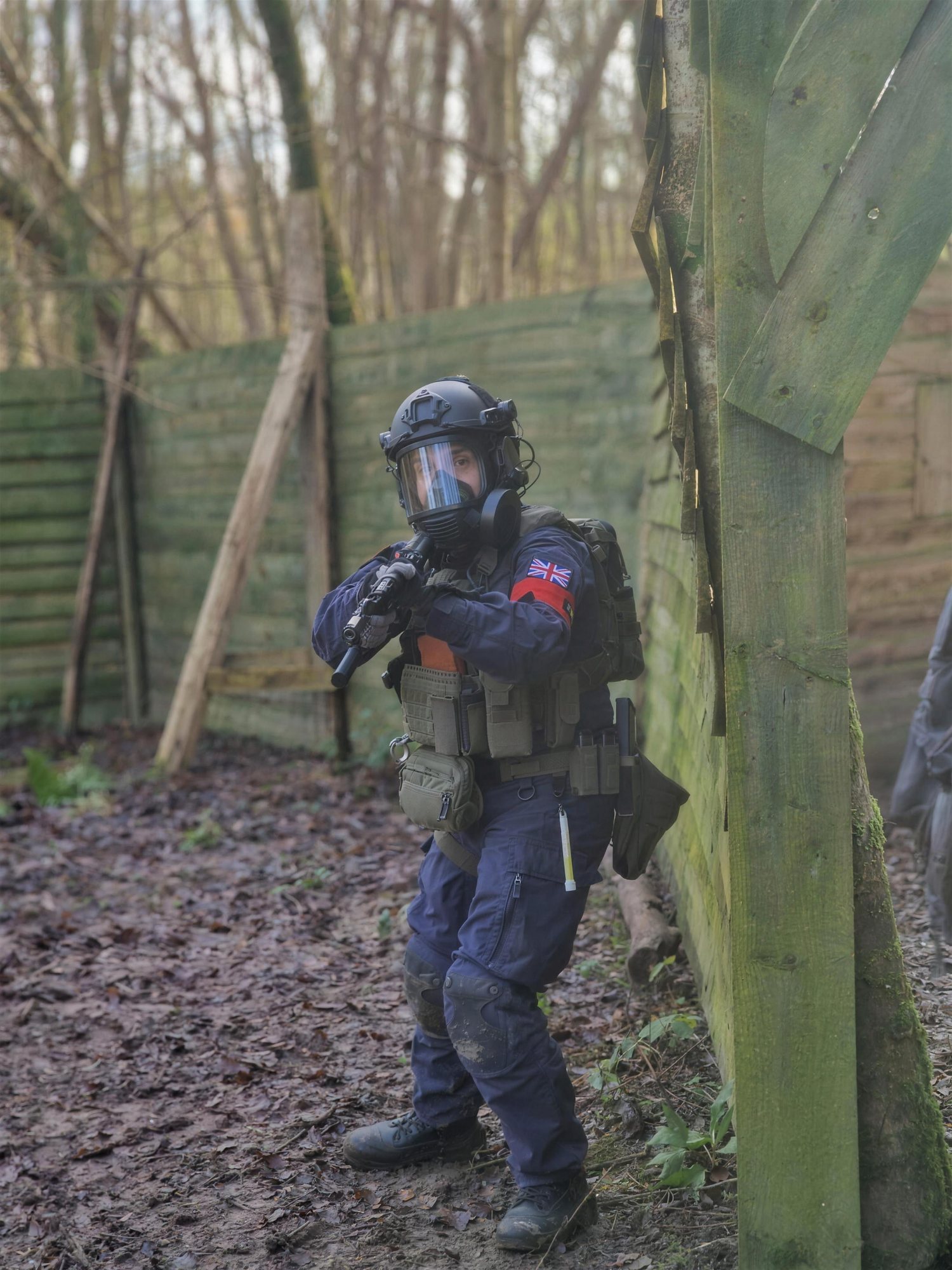 Players moving through the woodland during a game day